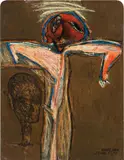 Peter Dwořak, Kreuz-Mann, 1987/16, mixed media on paper; framed