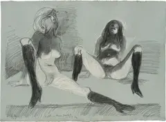 Georg Eisler, Untitled, 1972, pastel on paper; framed