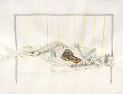Tone Fink, Schwarzsuchtsteif, 1981, mixed media on paper; framed