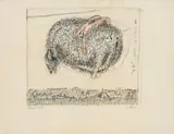 Tone Fink, Tragtier, 1976, mixed media on paper; framed