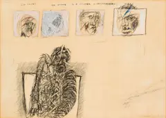 Tone Fink, Sportkrüppel, 1976, mixed media on paper; framed