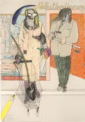 Karl Anton Fleck, Selbstbedienung, 1973, mixed media on paper; framed