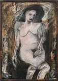 Adolf Frohner, Tingel-Tange, 1978, collage, mixed media on paper, on hardboard; framed (original artist frame)