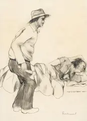 Adolf Frohner, Untitled (Schwarze Wiener Messe), pencil on paper; framed