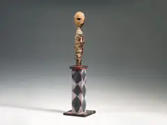 Assemblage by Adolf Frohner, 1975, wood, fabric, painted, sold Mar 2024