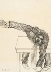 Adolf Frohner, Untitled (Schwarze Wiener Messe), pencil on paper; framed