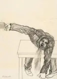 Adolf Frohner, Untitled (Schwarze Wiener Messe), pencil on paper; framed