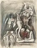 Adolf Frohner, Die Schlangengrube/Spiegelgrube, 1980, mixed media on paper; unframed