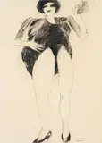 Adolf Frohner, Nude, pencil on paper; framed