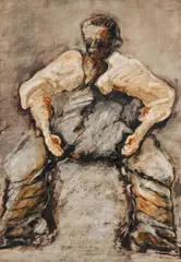 Rudolf Hoflehner, Portrait E.C. (Elias Canetti), 1983, oil on hardboard; framed