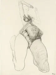 Rudolf Hoflehner, Pregnant woman, 1984, mixed media on paper; unframed