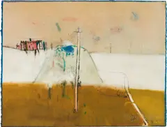Giselbert Hoke, Untitled (landscape), 1986, mixed media on laid paper; framed