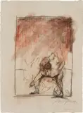 Alfred Hrdlicka, Zu dritt / A trois (from "Die Ateliers des Monsieur Rodin"), 1982, mixed media on paper; framed