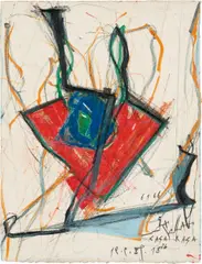 Johann Jascha, Casa Rasa, 1989, mixed media on paper; framed