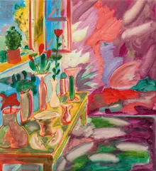 Alfred Klinkan, Impressionistische Erinnerungsfantasie, 1984, oil on canvas; unframed