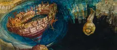 Franz Luby, Ikarus, 1965, oil on panel; framed (original artist frame)