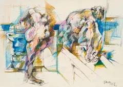 Fritz Martinz, Untitled, 1973, mixed media on paper; framed