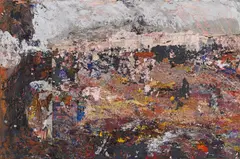 Valentin Oman, Landschaft, 1989, mixed media on canvas; framed