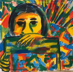 Untitled by Hubert Schmalix, 1979, oil on canvas; framed, sold Mar 2024