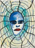 Franz Schwarzinger, Untitled (Kopf im Netz), 1988, mixed media on paper; unframed