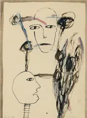 Untitled by Franz Schwarzinger, 1987, mixed media on paper; framed, sold Mar 2024