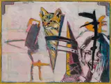 Peter Sengl, Gegendrei, 1986, mixed media on paper; framed
