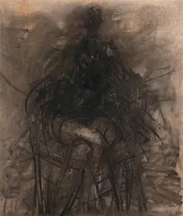 August Stimpfl, Die Dunkle, 1982, mixed media on paper; framed