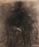 August Stimpfl, Die Dunkle, 1982, mixed media on paper; framed