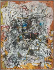 August Stimpfl, Strand, mixed media on paper; framed