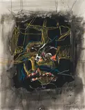 August Stimpfl, Maske, 1990, mixed media on paper; framed