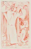 Adolf Vallazza, Fariseo e Publicano, 1962, red ball-point pen on paper; framed