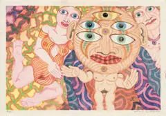 Robert Zeppel-Sperl, Argus, 1983, mixed media on paper; framed