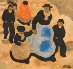 Alfons Walde, Kirchstiege, c. 1920, oil tempera on paper on cardboard; framed