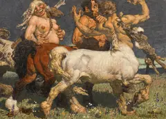 Alexander Rothaug, Jägerlatein, tempera on cardboard; framed