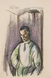 Anton Faistauer, Self-portrait, 1918, coloured chalk on paper; framed