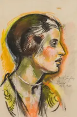 Anton Faistauer, Portrait of a woman, 1925, pastel on paper; framed