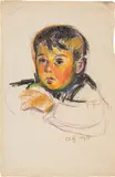 Anton Faistauer, Portrait of Peter Paul (son of the artist), 1918, coloured chalk on paper; framed