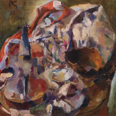Albert Paris Gütersloh, Still life with violin, 1912, oil on canvas; framed