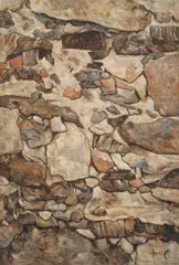 Leopold Hauer, Old wall, 1965, oil on canvas on chipboard; framed