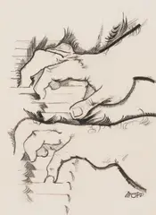 Max Oppenheimer, Piano playing (hands of the pianist Andor Foldes), mixed media on paper; framed