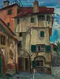 Rudolf Wacker, Altes Haus (Lindau), 1928, oil on cardboard; framed