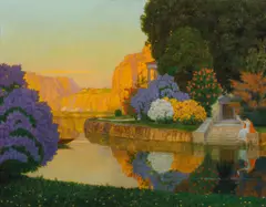 Eduard Kasparides, Arcadian seascape, oil on canvas; framed