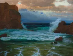 Eduard Kasparides, Ocean surf, oil on canvas; framed