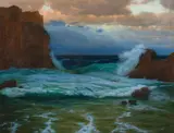 Eduard Kasparides, Ocean surf, oil on canvas; framed