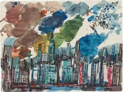 Gustav Hessing, New York, 1965, mixed media on paper; framed
