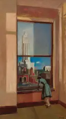 Joseph Floch, View through a skyscraper window, 1945, oil on canvas; framed