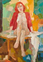 Franz Kaindl, Die rote Bluse, 2005, oil on canvas; framed