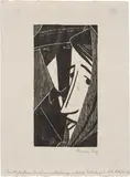 Werner Berg, Ländliches Paar, 1959, woodcut on paper; framed