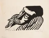 Werner Berg, Kranker, 1956, woodcut on paper; framed