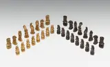 Arik Brauer, Chess set, 32 bronze figures